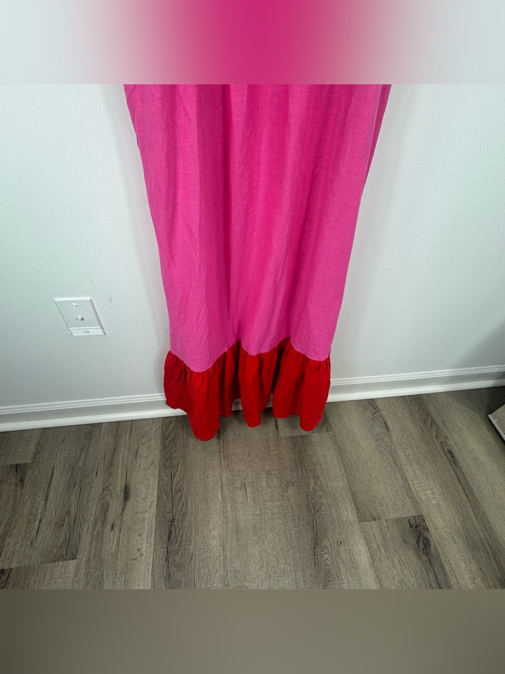 Tabitha Brown for Target Pink Red Linen Blend Colorblock Maxi Dress XL Flowy - Picture 5 of 8